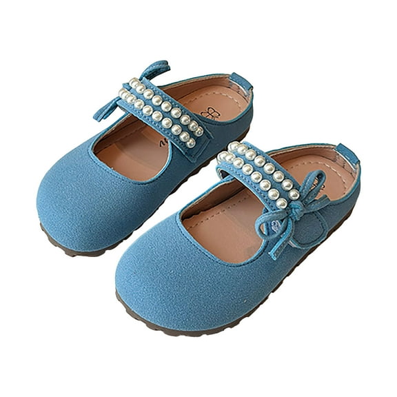 Mepaouo Kids Suede Clogs Toddlers Boys Girls Pearl Dress Shoes Slip on Mules Flat Mary Jane