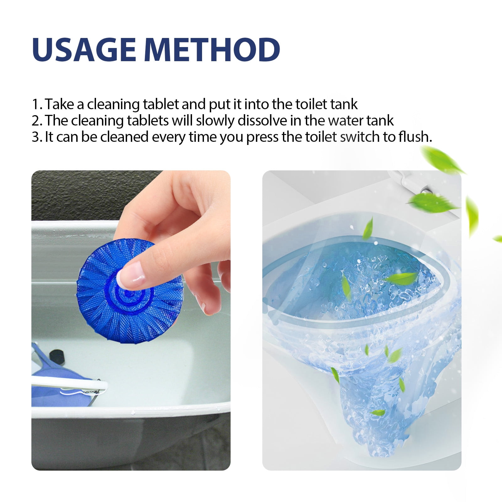 Alvantor Toilet Bowl Cleaner Tablets - Hard Water Stain Remover, Deodorizer, Easy-Use & Fresh - 12 Tablets