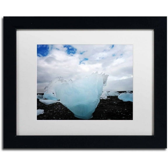 Trademark Fine Art 'Ice on the Beach' Canvas Art by Philippe Sainte-Laudy, White Matte, Black Frame