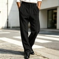 thumbnail image 2 of Admvng Pants for Men Solid Button Zipper Straight Leg Casual Trousers, 2 of 8