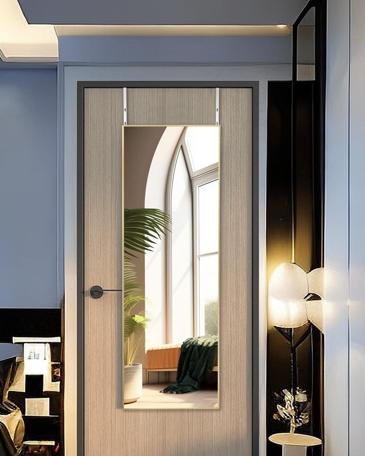 Anyrose 48"x14" Full Length Mirror Over The Door Mirror Wall Mounted, Gold