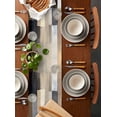 thumbnail image 5 of Brown Beige Plaid Burlap Cotton Table Runner 13x108 Inches Long, Abstract Oil Painting Checkered Farmhouse Table Runners, Outdoor Dining Tablecloths Decor for Baby Shower/Party/Wedding, 5 of 6