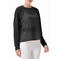 thumbnail image 3 of Blusa de Entrenamiento Holgada de Larga con Transparente para Mujer, Cuello Redondo y Mangas Largas Negro M, 3 of 9