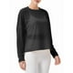 thumbnail image 3 of Blusa de Entrenamiento Holgada de Larga con Transparente para Mujer, Cuello Redondo y Mangas Largas Negro M, 3 of 9