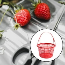 HOOWIFFY 10Pcs Round Plastic Fruit Picking Basket with Handle for Small Shopping and Picnic 7.1x7.1x4.1in