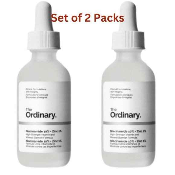 The Ordinary Niacinamide 10% + Zinc 1% - Large 60mL 2 Packs 60ml x 2 LARGE bottles