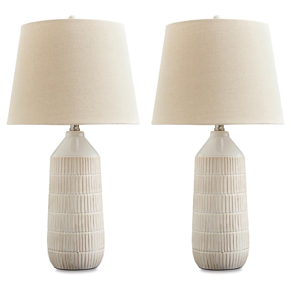 Signature Design by Ashley Willport Contemporary 27" Ceramic Table Lamp, Set of 2, Off White