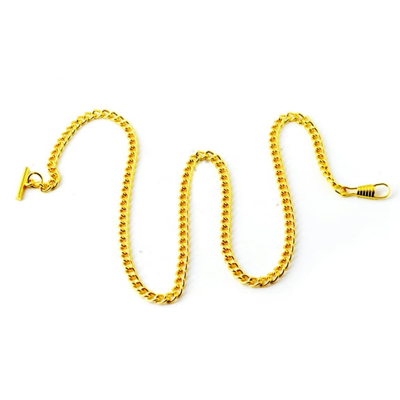 LULULION Golden Vintage Metal Watch Chain with T-Bar for Formal and Casual Wear