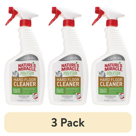 (3 pack) Nature's Miracle Hard Floor Cleaner, Dual-Action Dog & Cat Stain and Odor Remover, 24 oz