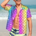 thumbnail image 7 of Pofeuu Rainbow Scales2 Print Hawaiian Shirt for Men Sleeves Casual Button Down Summer Beach Dress Shirts T-Shirts,Large, 7 of 7