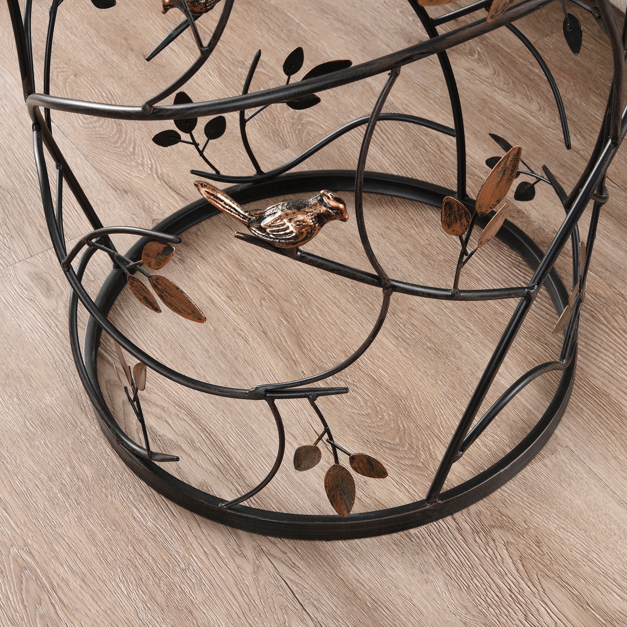 FirsTime & Co. Bronze Bird And Branches End Table, Modern, Antiqued, Round, Metal, 16.5 x 16.5 x 22 in
