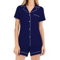 thumbnail image 4 of BLVB Summer Pajama Sets for Women 2 Piece Outfits Button down Notched Shirts Short Sleeve Sleepwear Loungewear with Shorts, 4 of 6