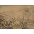 thumbnail image 2 of Piotr Michałowski 18x14 Black Ornate Wood Framed Double Matted Museum Art Print Titled - Fair in Mościska (1840-1844), 2 of 5