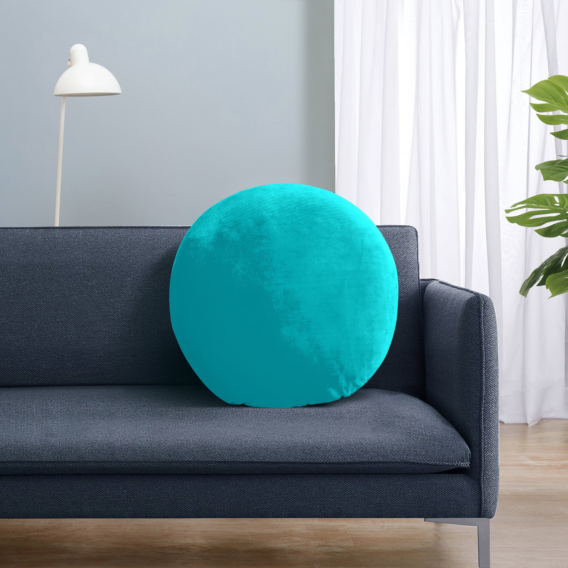 Mainstays 21" x 21" Aqua Squishy Extra Soft Round Decorative Pillow, 1-Pack, for All Ages