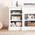 thumbnail image 3 of White Entertainment Stand with Adjustable Shelving | Multifunctional Use, Cable Cutouts | Simple Design, Strong Decorative Outline, 3 of 5