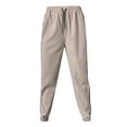 thumbnail image 4 of sususu Mens Sweatpants Open Bottom,Men's Striped Athletic Casual Trousers with Drawstring Waist and Functional Pockets for Everyday Wear,Khaki,XXXL, 4 of 4