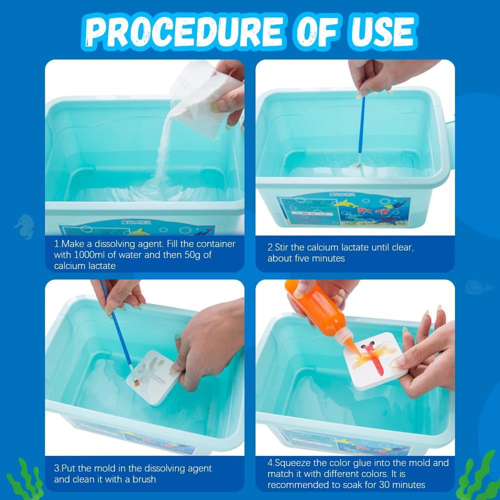 Magic Water Elf Toy Kit, 2025 New Handmade Water Animal Set Water Gel Kit with Magic Gels and Sea Creature Molds, Magic Water Gel Kit Party Favor DIY Arts Crafts Birthday Christmas