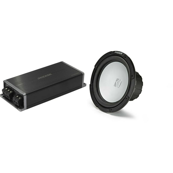 Kicker Marine KPX500.1 Powersports Amp & 10" Free Air 2 Ohm Subwoofer Audio Upgrade