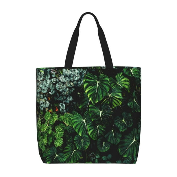 Fotbe Lush Foliage Green Plant Bolsa Tote con Estampado para Mujer, Bolsos con Cremallera, Bolsa de Hombro Casual de Gran Capacidad con Bolsillos Internos