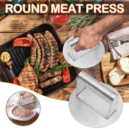 

EJWQWQE Steel Rectangular Lattice Meat Press Board With Wooden Handle Meat Press