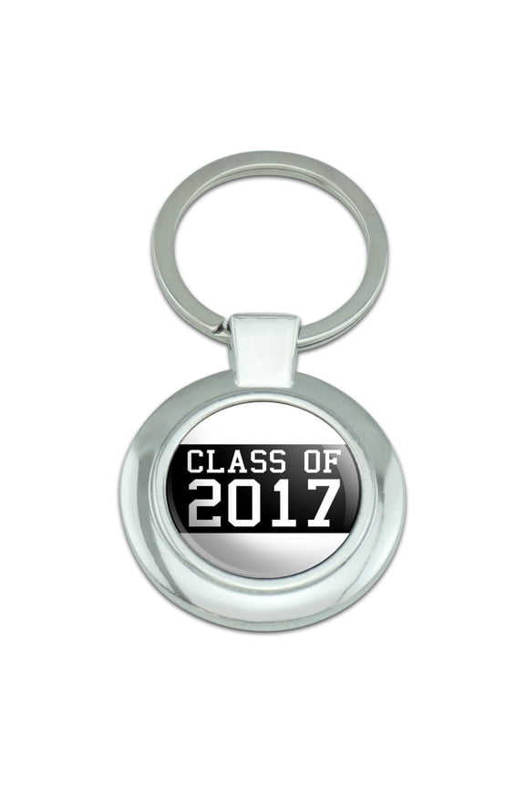 Class of 2017 Graduation Classy Round Chrome Plated Metal Keychain