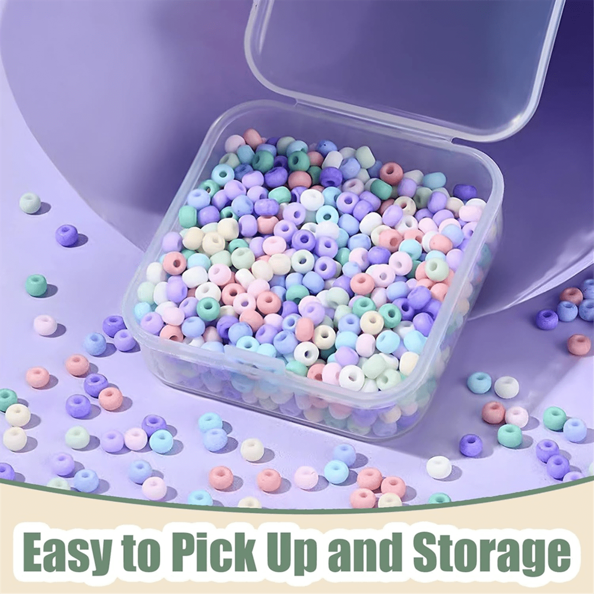Beaded Container with Large Hinged Lid Storage Box, Diamond Art Storage Box for Organizing Craft Supplies Box