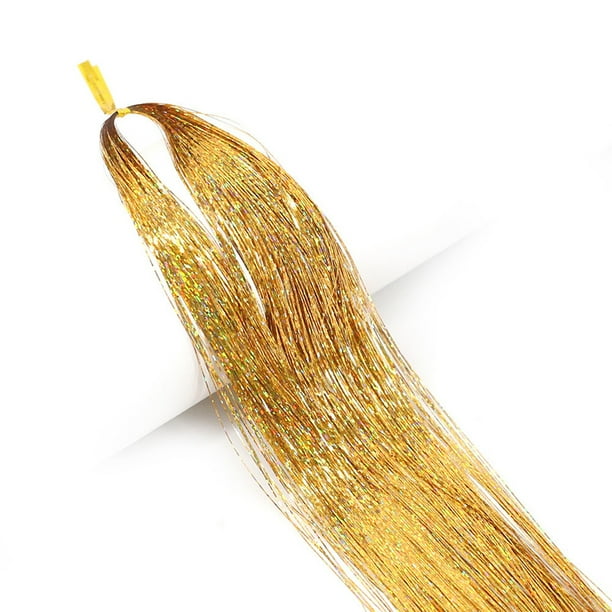Stamens Hairgear,Hair Tinsel Strands Sparkling Colored Straight Long Hair Extension Hairpiece Hair Accessories for Stage Party(120cm Champagne) - Stamens Hairgear,Hair Tinsel Strands Sparkling Colored Straight Long Hair Extension Hairpiece Hair Accessories for Stage Party(120cm Champagne) -