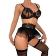 thumbnail image 1 of Gibobby Ropa interior mujer sexy Conjunto de Liguero con Sujetador de Encaje, Lencería Elegante y Exquisita para Mujer para Noche de Bodas, Luna de Miel y Más(Negro, M), 1 of 5