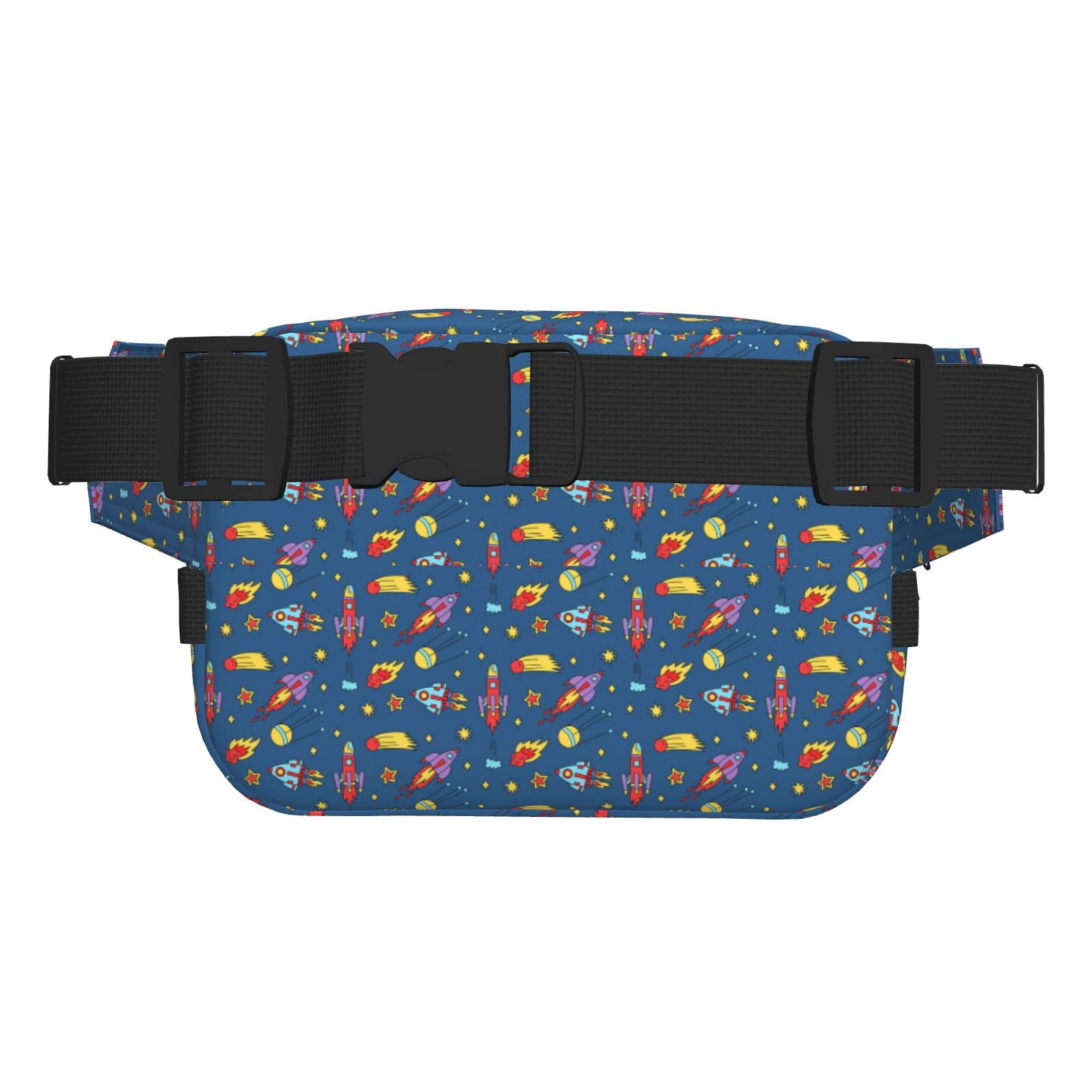 Picia Cosmos Rockets Print Square Double-Layer Waist Bag Mini Adjustable Waist Belt Bag Exercise Running Travel Hiking
