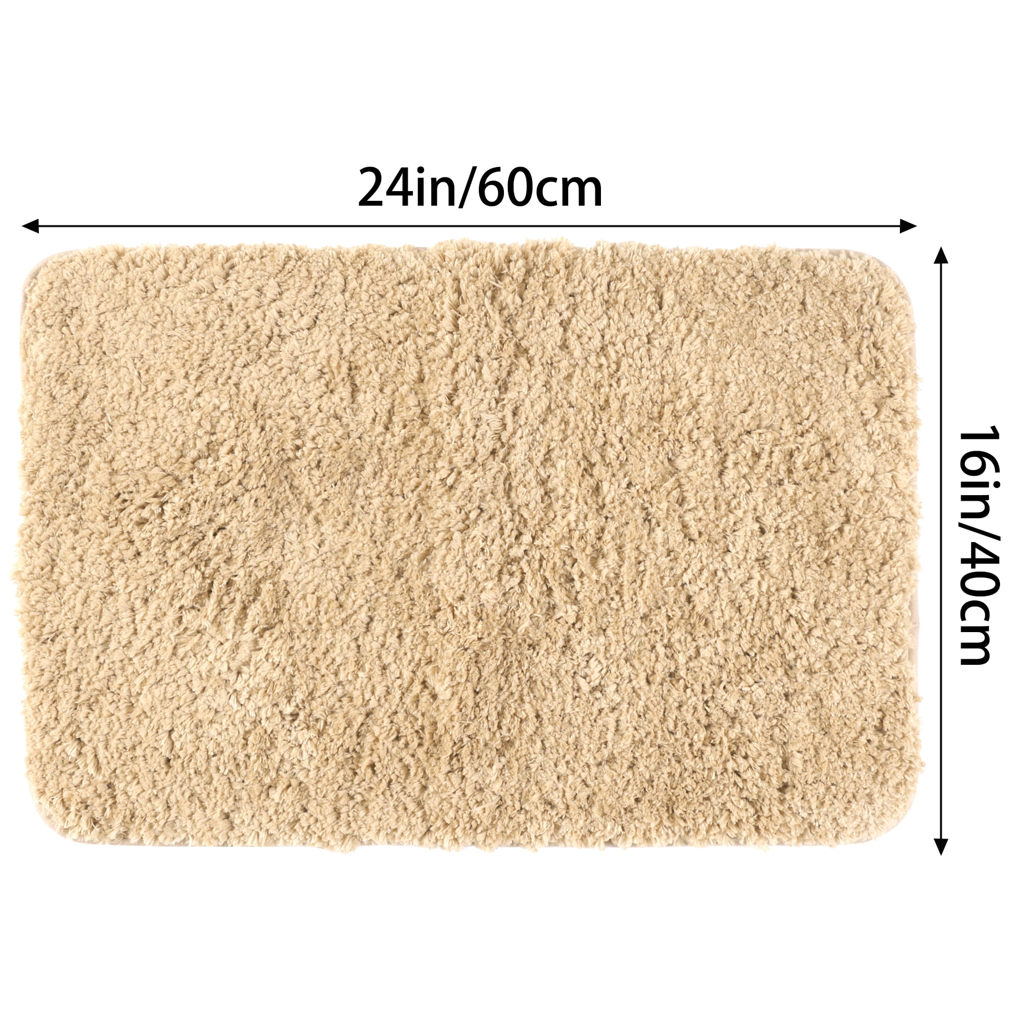 Unique Bargains Non-Slip Thick Microfiber Soft Plush Bathroom Mat Quick Dry Bath Rug Khaki 16"x24"