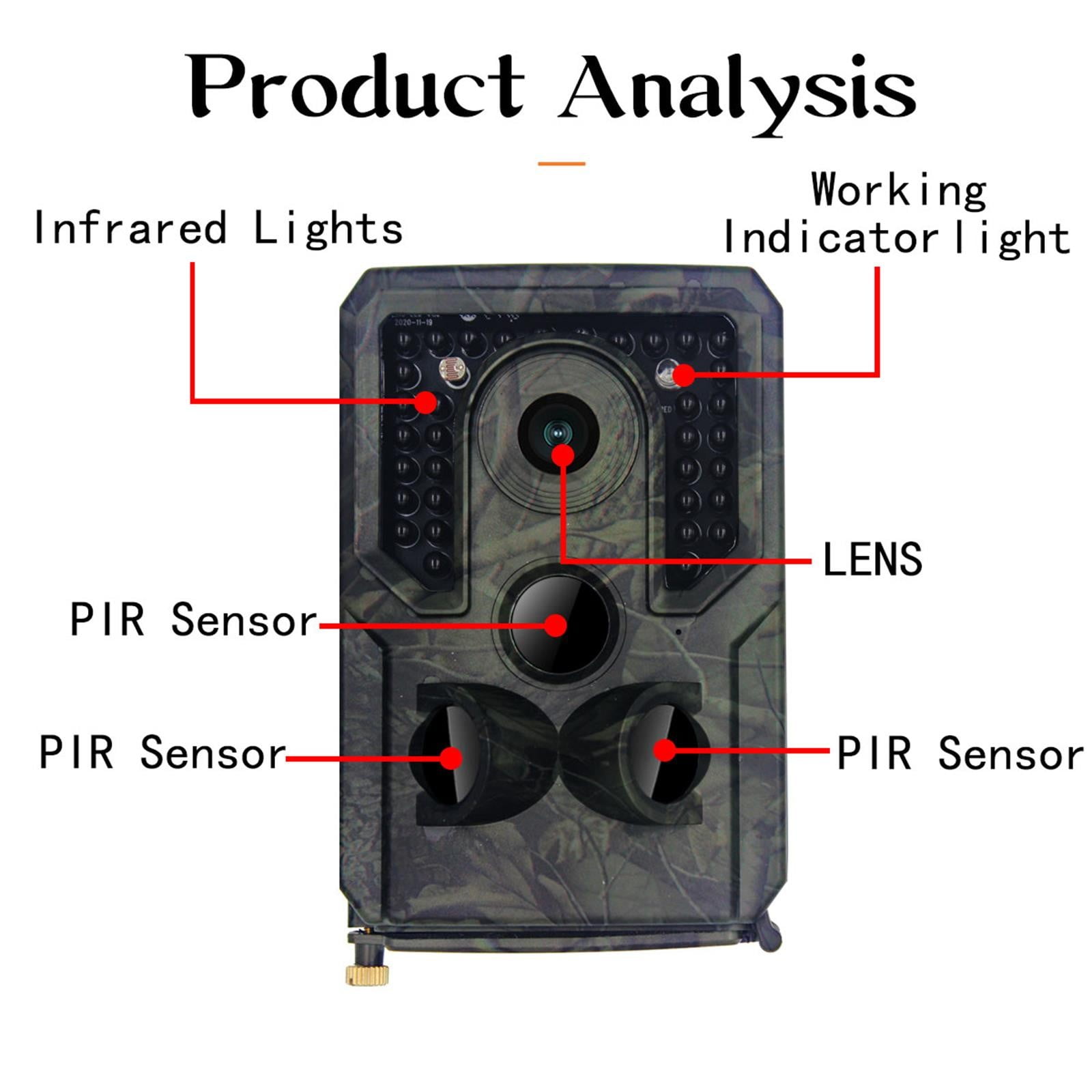 Outdoor PIR Trail Monitoring Camera With 16MP HD Imaging, Infrared Night Vision, IP54 Weather Resistance, Long Standby On AA Batteries, Interval And Motion Capture For Wildlife Surveillance