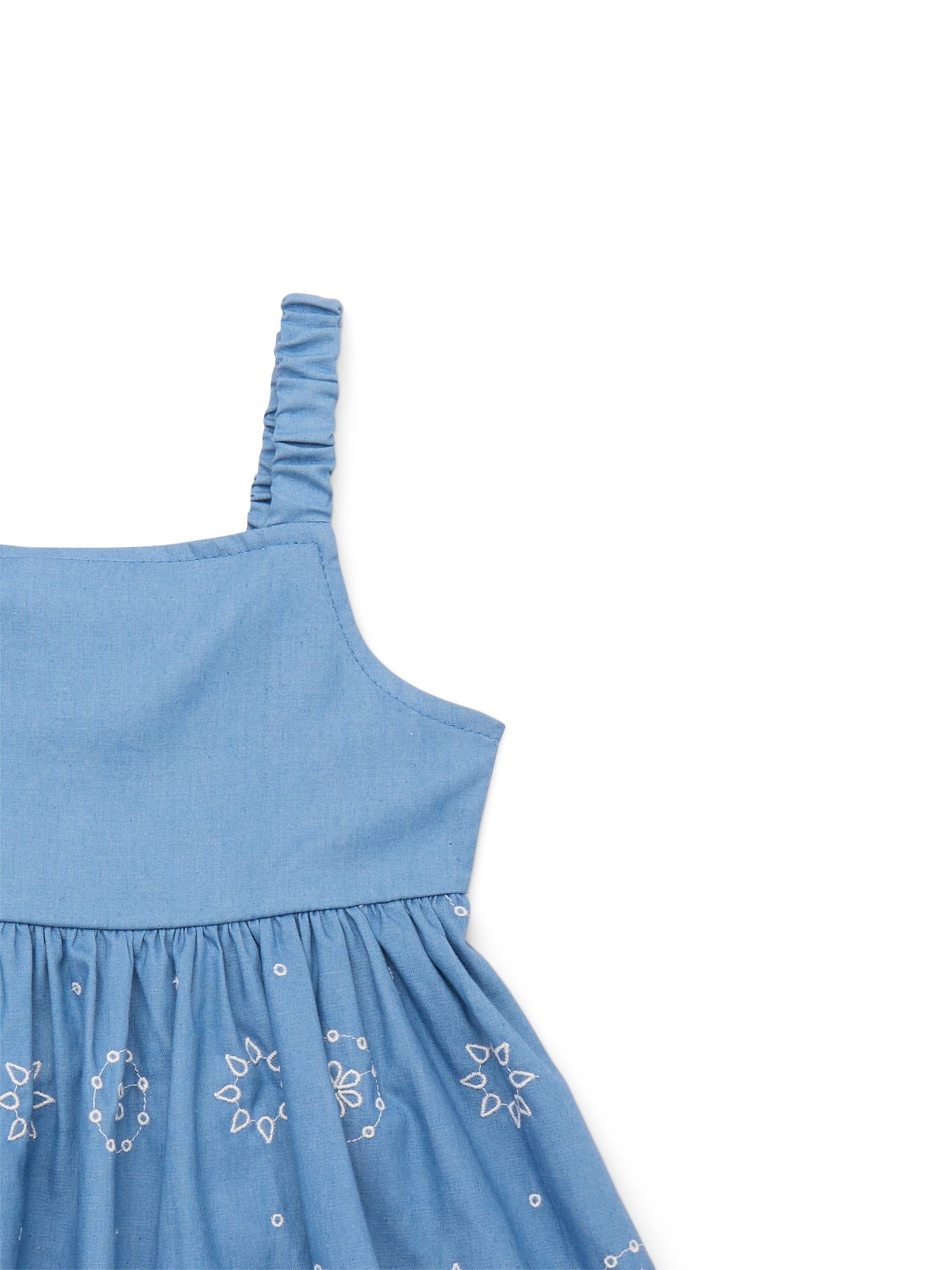 Wonder Nation Toddler Girls Cotton Sleeveless Floral Embroidered Dress, Sizes 12M-5T
