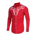 thumbnail image 3 of Daupanzees Men's Long Sleeve Embroidered Shirts Slim Fit Casual Button Down Shirt S-XXL, 3 of 5
