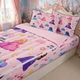 thumbnail image 3 of meiyoeat Cute Princess Castle Zipper Full Size Comforter Sets with Fitted Sheet and 2 Pillowcases for Kids Girls, Magical Rainbow Flower Zipper Bedding Set, Pink, Pink ReversibleG, 3 of 6