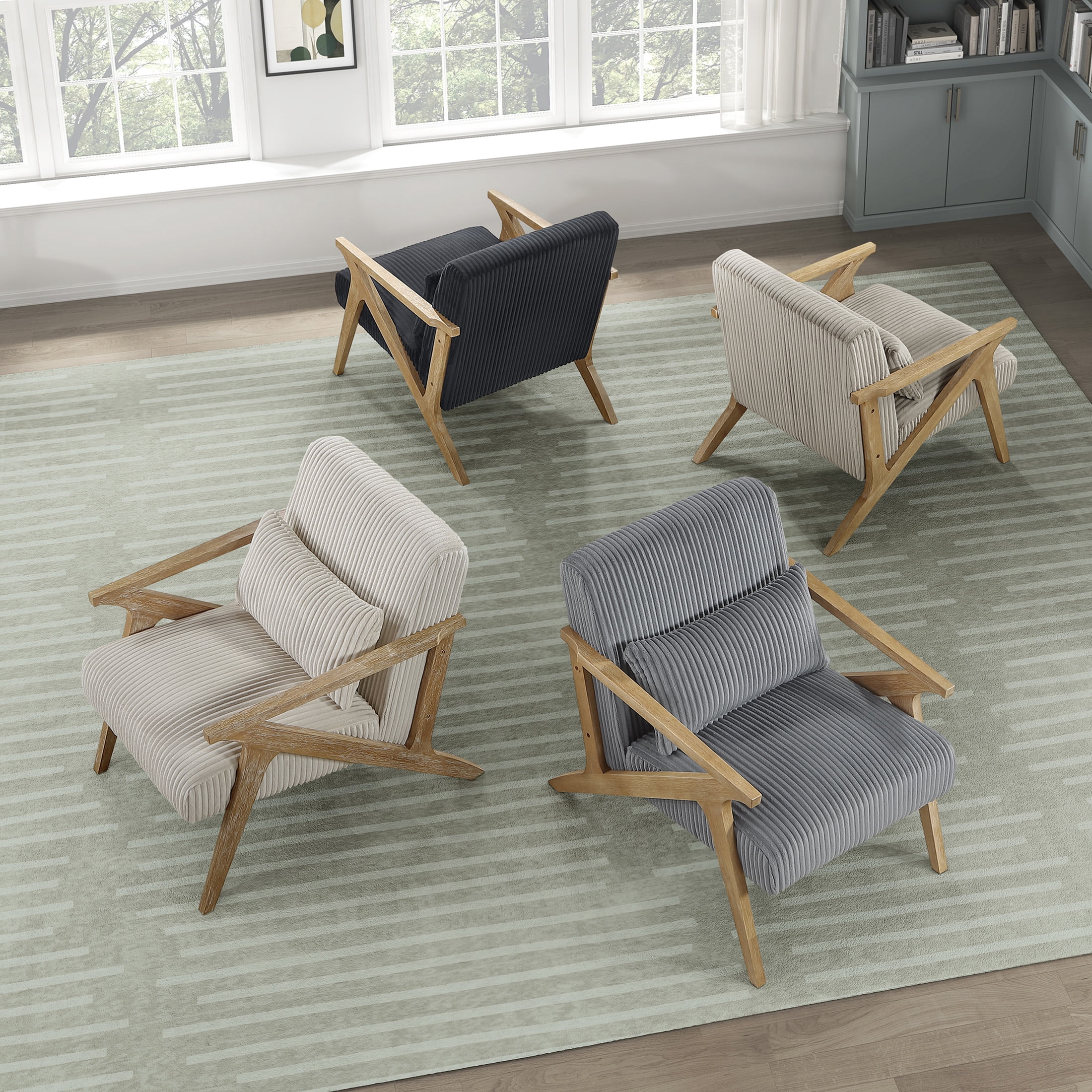 OakvillePark Papyrus Solid Rubberwood Frame Corduroy Accent Chair, Taupe