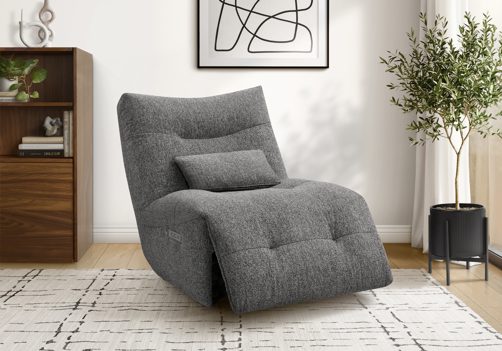 Monarch Specialties - I 8185 Reclining Chair, 35" Wide, Swivel, Glider, Upholstered, Dark Grey Fabric