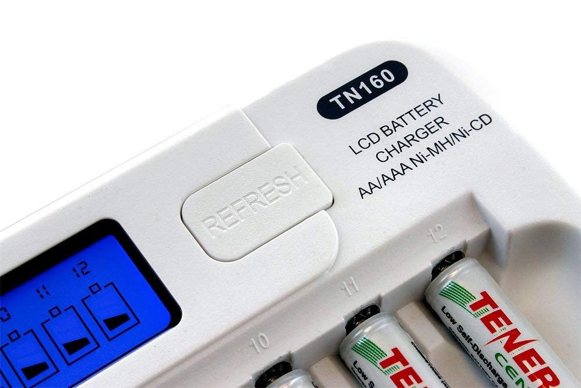Tenergy TN160 12-Bay Charger And 12 Pack AA And 12 Pack AAA Premium Rechargeable Batteries