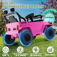 thumbnail image 6 of HHVEL 12V 7Ah Power-Wheels Jeep, Ride on Cars with Remote Control for Girls, 3 Speeds, Electric Cars for Kids 3-5, Spring Suspension, Bluetooth Music & LED Lights, Pink, 6 of 6