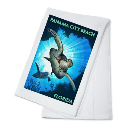 Panama City Beach, Florida - Sea Turtles Diving - Lantern Press Artwork (100% Cotton Kitchen