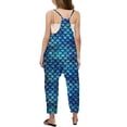 thumbnail image 4 of Girls' Fish Scale Printed Casual V Strap Romper Solid Color Loose Casual Romper With Pocket Clothes, 4 of 6