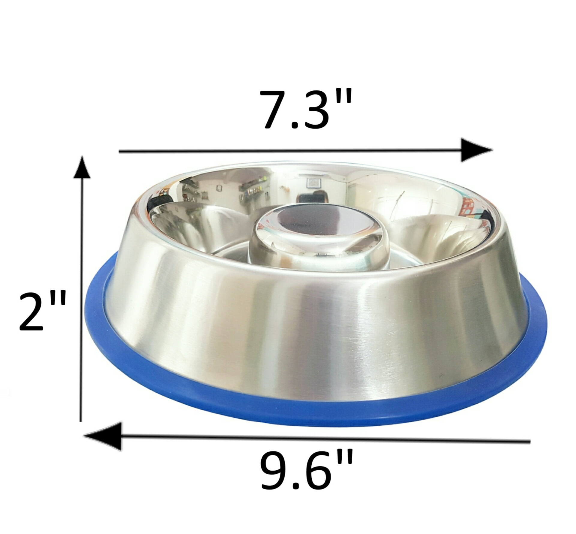 Stainless Steel Interactive Slow Feed Dog Bowl with a Silicone Base by