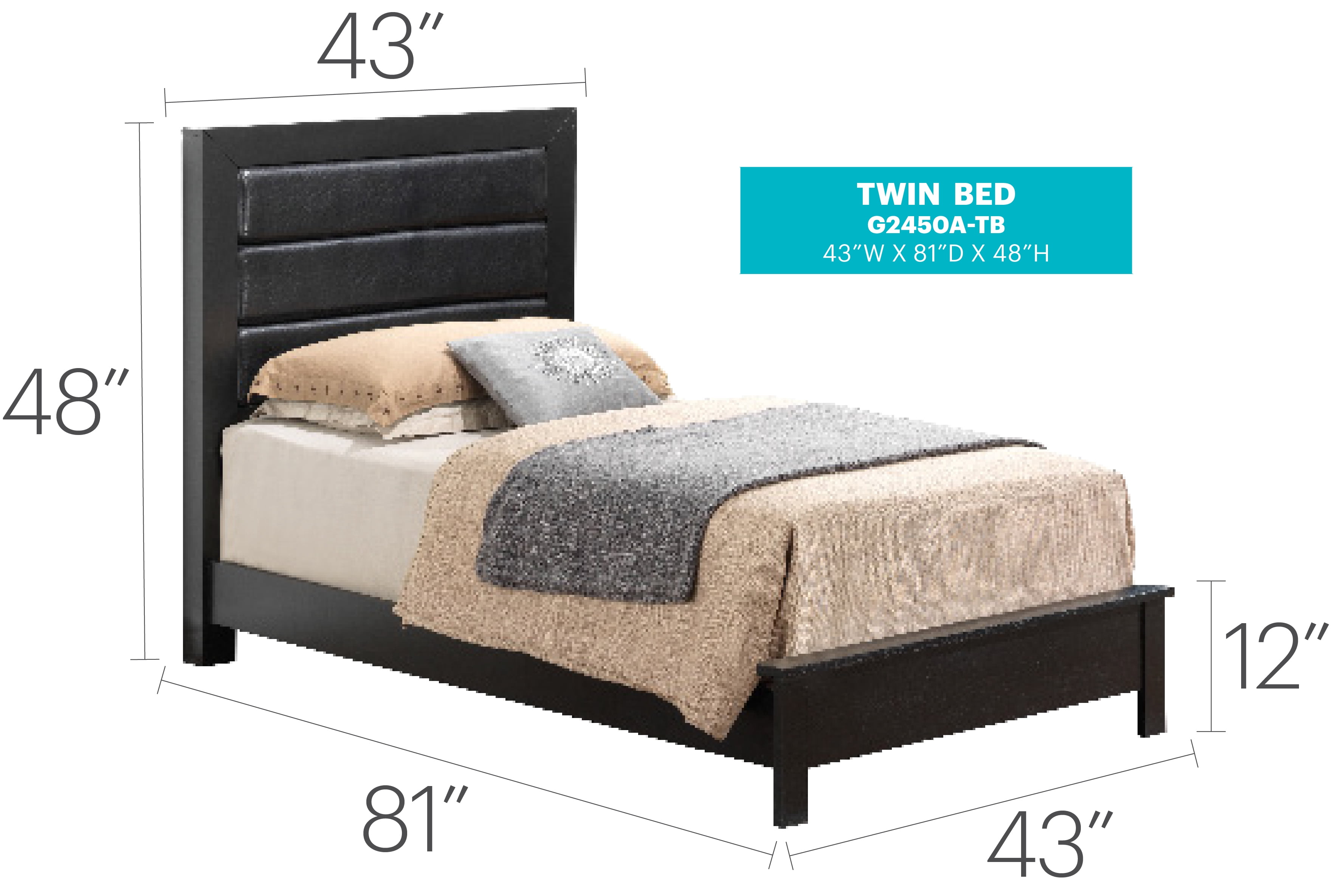 Glory Furniture Burlington Twin Bed in Black Color