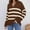 Coffee, variant on TIMIFIS Black Women's Striped Sweater Fall Casual V Neck Long Sleeve Sweater Loose Lapel Collar Knit Pullover