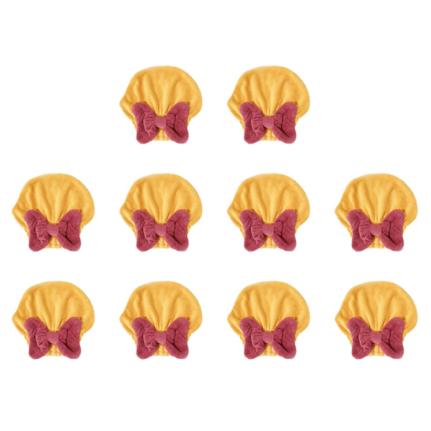 10uds. Gorro de microfibra para secado de cabello, gorro de ducha con nudo de lazo extra suave (amarillo)