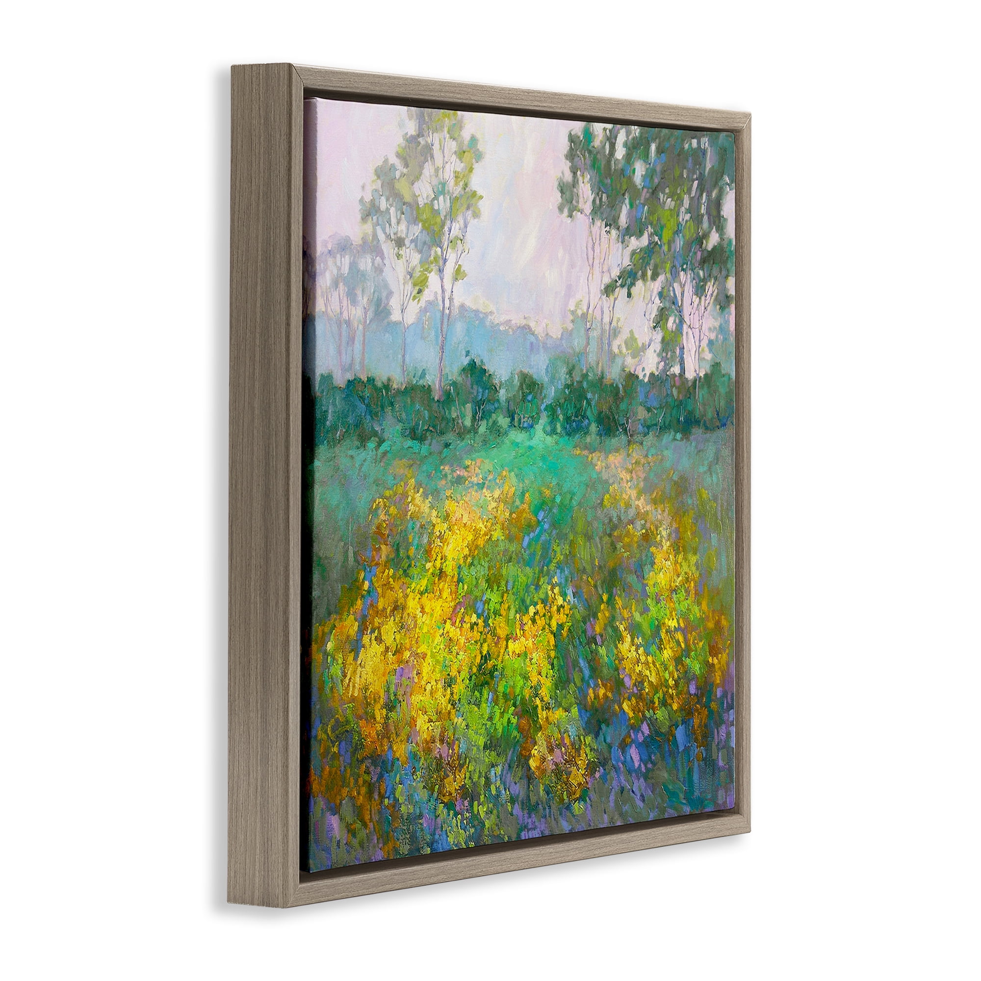 Stupell Industries Complex Meadow Terrain Landscape & Nature Painting Brown Floater Framed Canvas Art Print Wall Art, 18 x 18