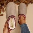 thumbnail image 3 of YOPTOP Women‘s Platform Slippers Mini Boots Braid Slippers With Plush Fleece Lining Fuzzy Slippers For Women Slip On Clogs,Black,9.5, 3 of 7