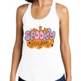 thumbnail image 2 of Retro Pumpkin Spooky Season Tank Top Fitted Racerback Women's Medium Heather Grey, 2 of 5