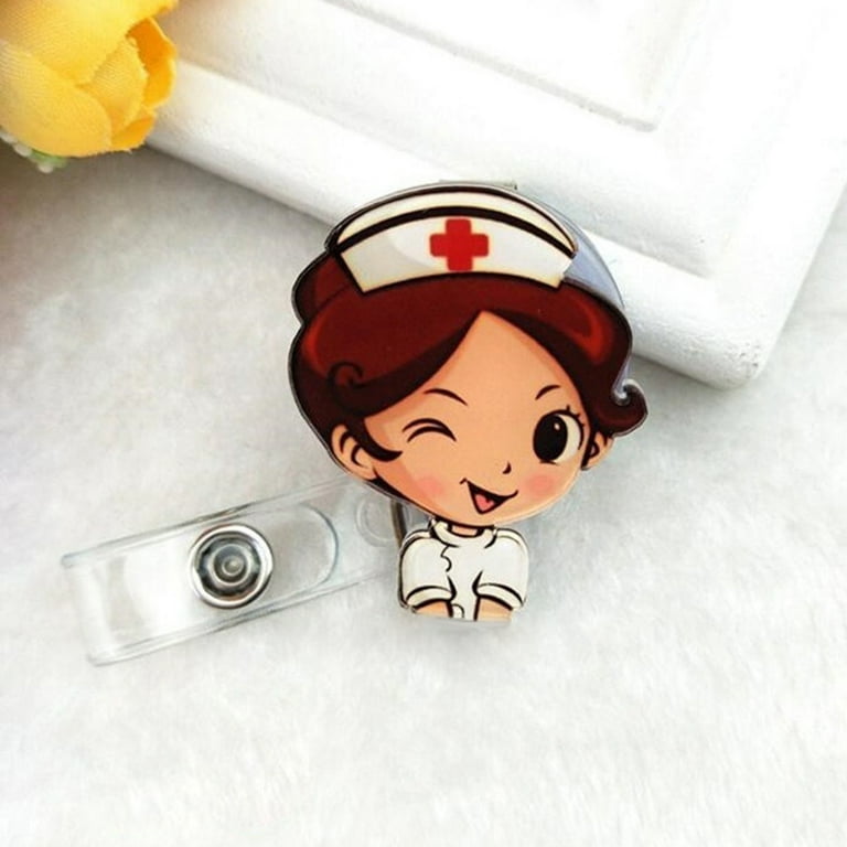 harmtty Cartoon Nurse Doctor Retractable Reel ID Badge Label Name Card Tag  Clip Holder,09