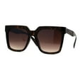 thumbnail image 3 of Squared Horn Rim Hipster Chic Plastic Boyfriend Rectangle Sunglasses Tortoise Brown, 3 of 4
