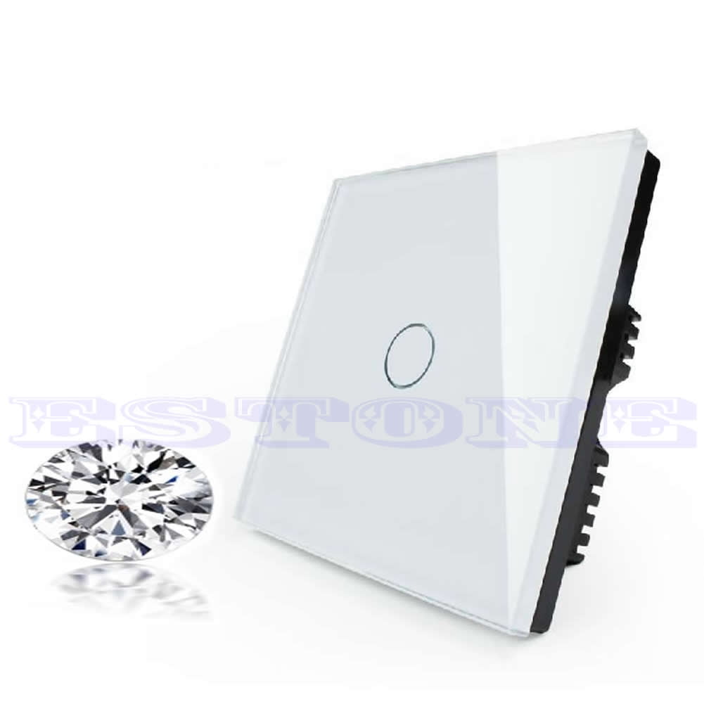 TIERPOP Crystal Glass Panel Wall Control Light Switch 1/2/3 Gang 1 Way